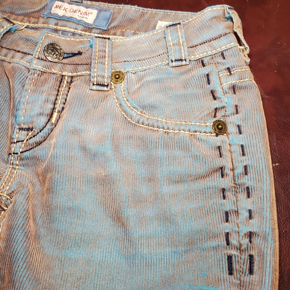 MEK handcrafted premium corduroy, blue/copper shimmer, contrast stitching. - Picture 7 of 7